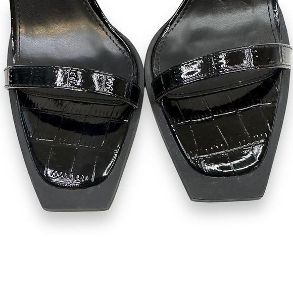 Nasty Gal Patent Croc Square Toe Ankle Strap Heels 5 - Picture 10 of 13